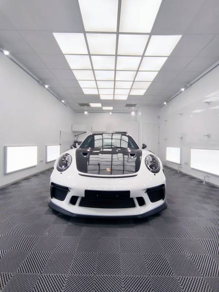 FILM DE PROTECTION PPF INTEGRAL & TRAITEMENT CÉRAMIQUE sur une PORSCHE 911 type 991 Ph.2 GT3 RS Pack WEISSACH de 2019 sur BELLEY dans L'AIN.
